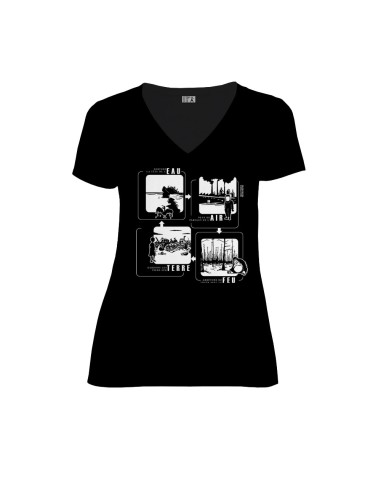 Bio und Fair V-Ausschnitt T-Shirt AWARA "4 éléments"