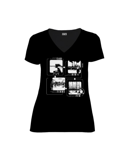 T-shirt équitable coton bio col V AWARA "4 éléments"