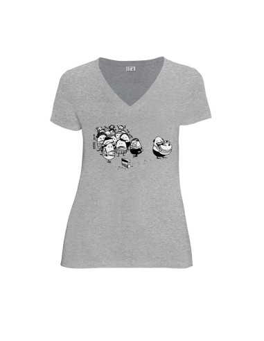 T-shirt équitable coton bio col V AWARA "La part du gâteau"