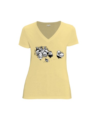 T-shirt équitable coton bio col V AWARA "La part du gâteau"