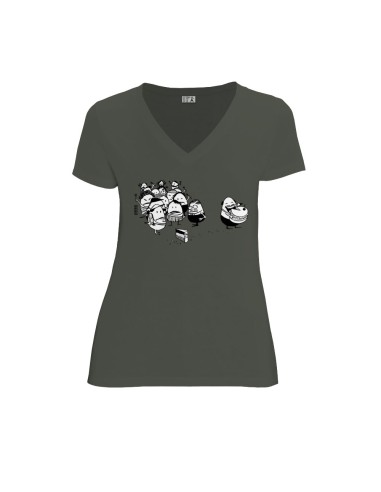 T-shirt équitable coton bio col V AWARA "La part du gâteau"