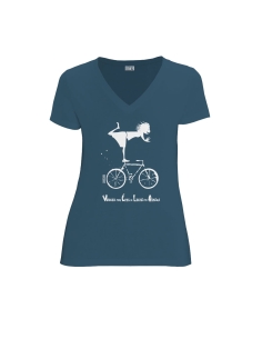 Organic and fair V-neck T-shirt AWARA (BP) "Vélo"